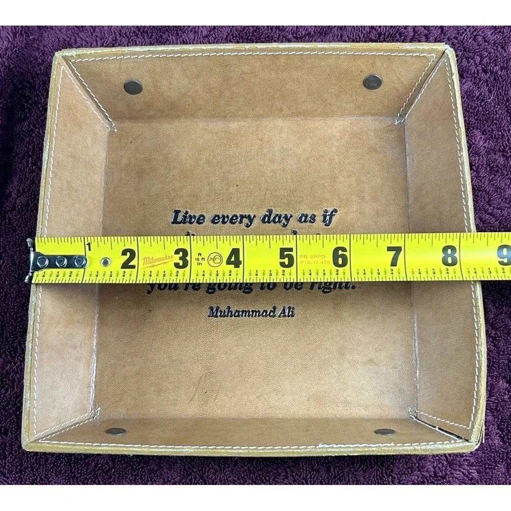 NWT‎ Two's Company Leather Desk Tray, Catch All, w/  Muhammad Ali Saying 